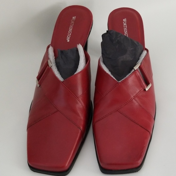 Worthington Red Slip On Sandals With 3 Inch Heel - Picture 5 of 8